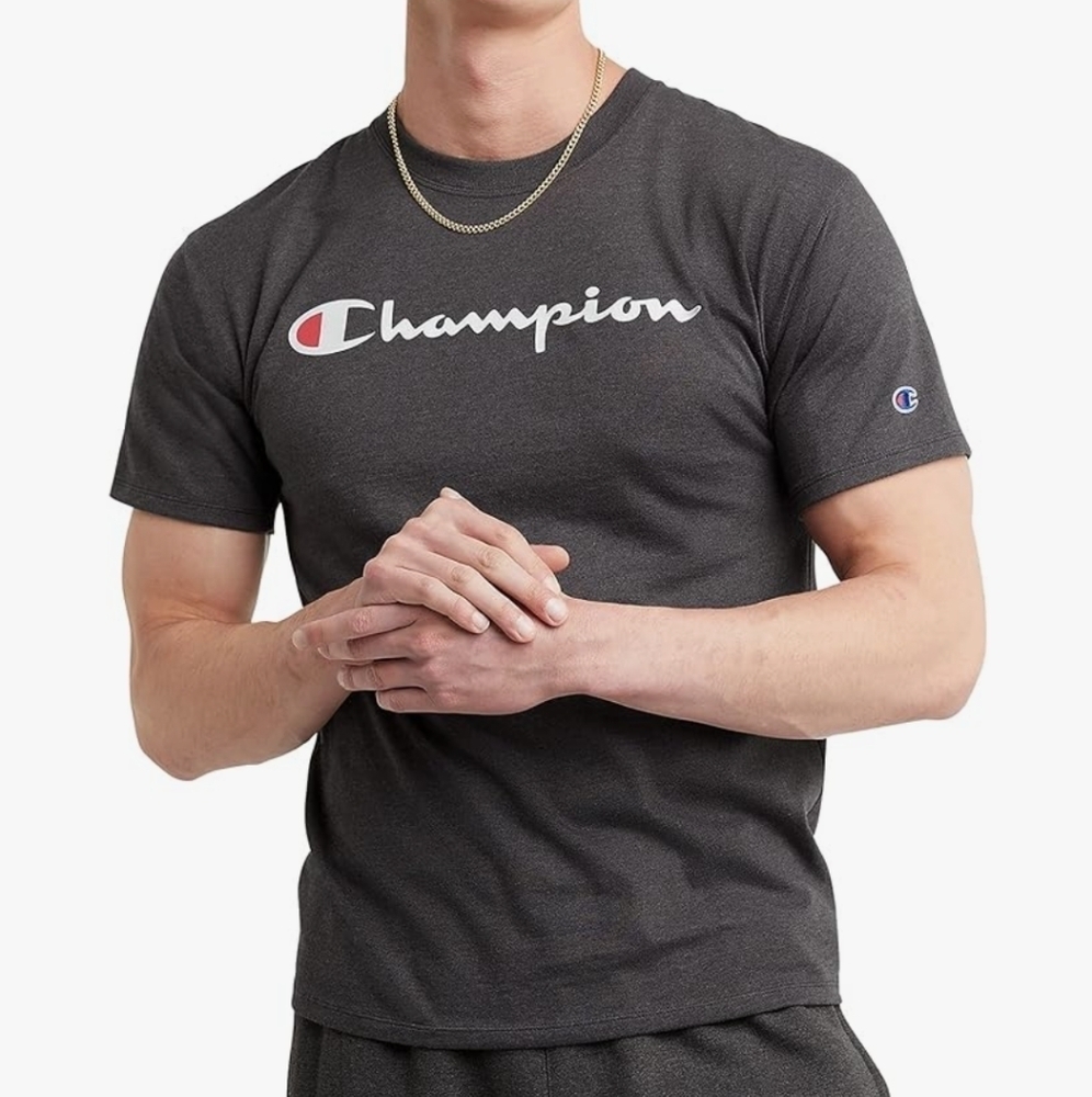 NWT Champion Mens Classic T-Shirt, Script Logo XX-Large  Granite Heather-y07718